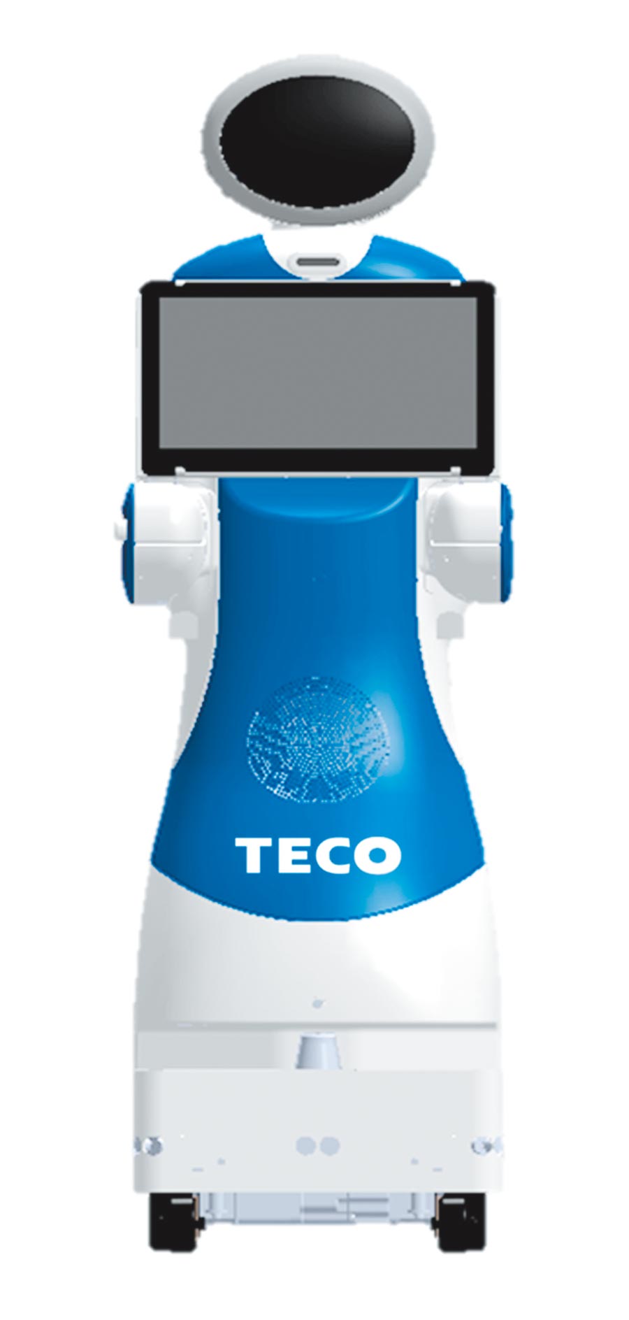 東元今天特別首度亮相自家生產(chǎn)的服務(wù)型機(jī)器人擔(dān)任導(dǎo)覽員。圖／東元提供