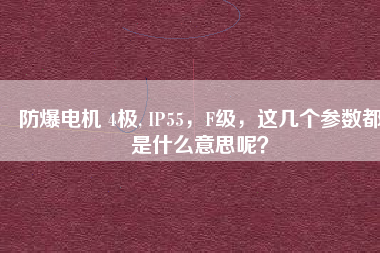 防爆電機 4極, IP55，F(xiàn)級，這幾個參數(shù)都是什么意思呢？
